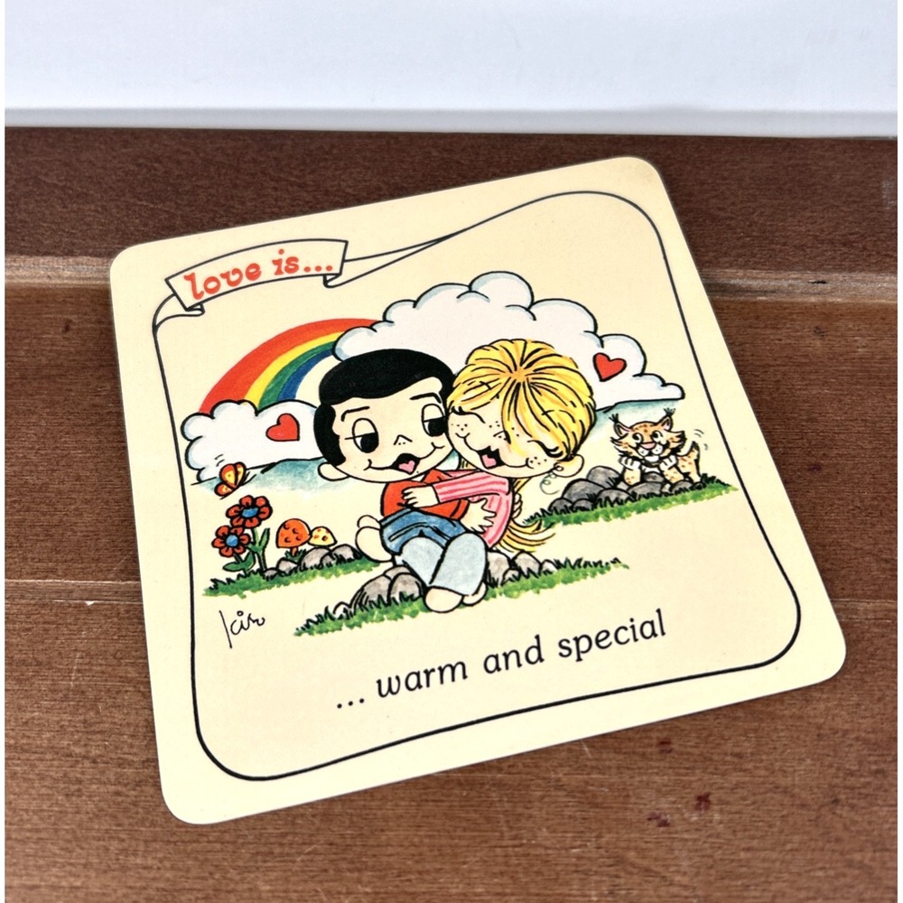 Vintage Love Is Mug Mate‎ Coaster Warm and Special Comic by Kim 1975